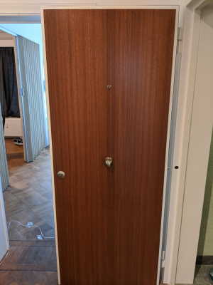 Armored door EZ9040 with wooden face and central knob